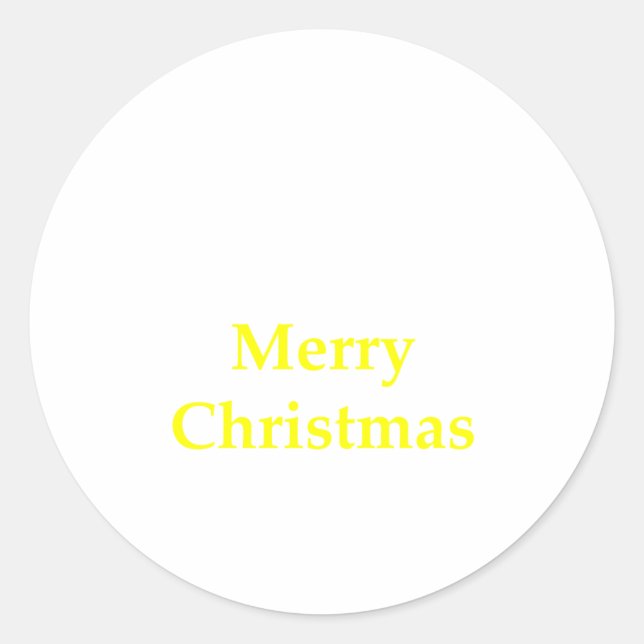 Merry Christmas Yellow The MUSEUM Zazzle Gifts Classic Round Sticker (Front)