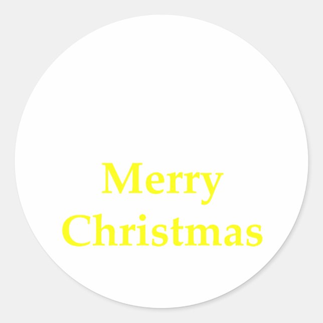 Merry Christmas Yellow The MUSEUM Zazzle Gifts Classic Round Sticker (Front)