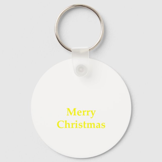 Merry Christmas Yellow The MUSEUM Zazzle Gifts Keychain (Front)