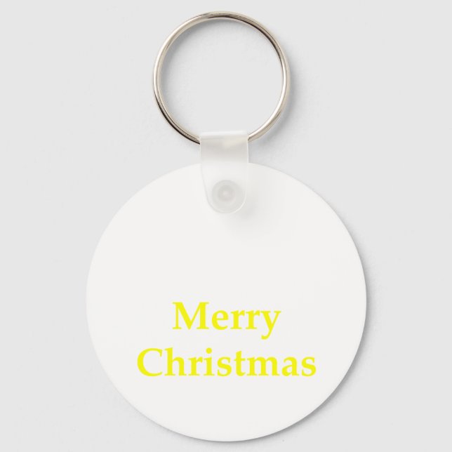 Merry Christmas Yellow The MUSEUM Zazzle Gifts Keychain (Front)