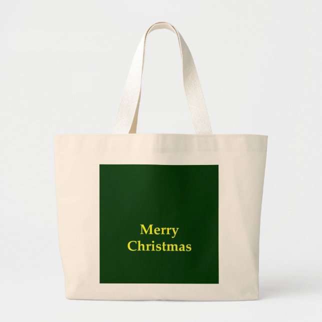 Merry Christmas Yellow The MUSEUM Zazzle Gifts Large Tote Bag (Front)