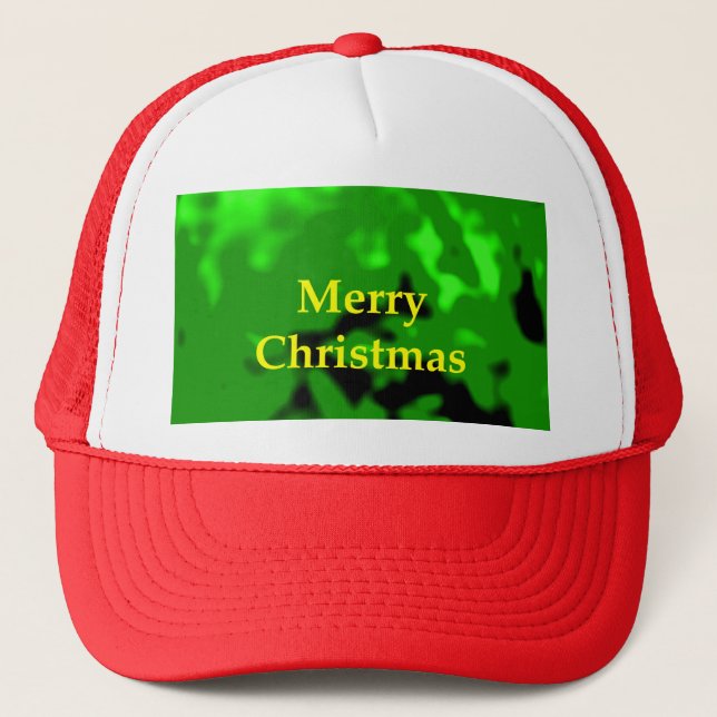 Merry Christmas Yellow The MUSEUM Zazzle Gifts Trucker Hat (Front)