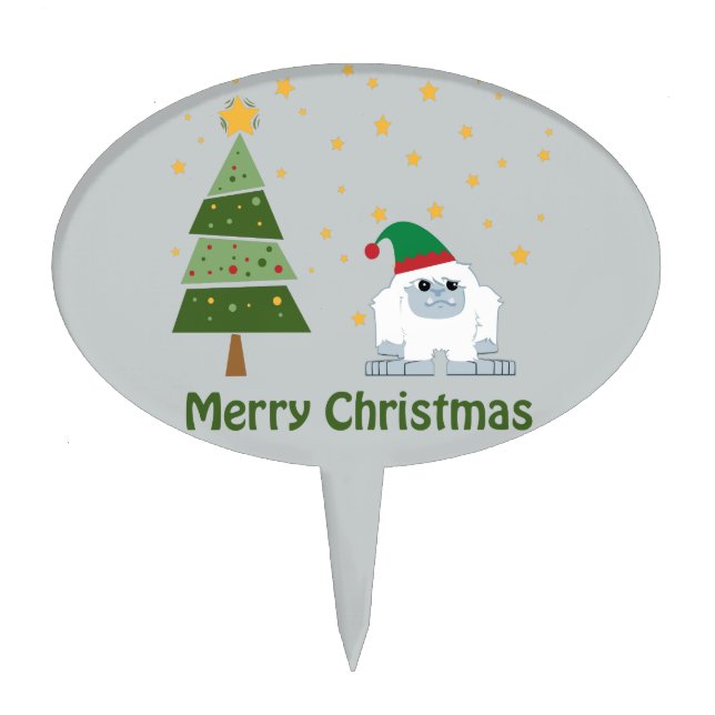 Merry Christmas Yeti Cake Topper (Front)