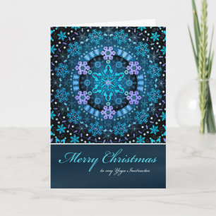 Merry Christmas Yoga Instructor, Boho Snowflakes Holiday Card