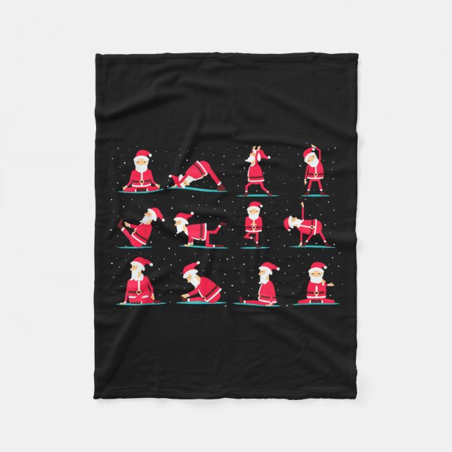 Merry Christmas Yoga Santa Practice Yoga Xmas Medi Fleece Blanket (Front)