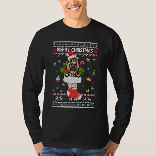 Merry Christmas Yorkie In Sock Dog Funny Ugly Xmas T_Shirt