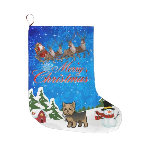 Merry Christmas Yorkie Large Christmas Stocking