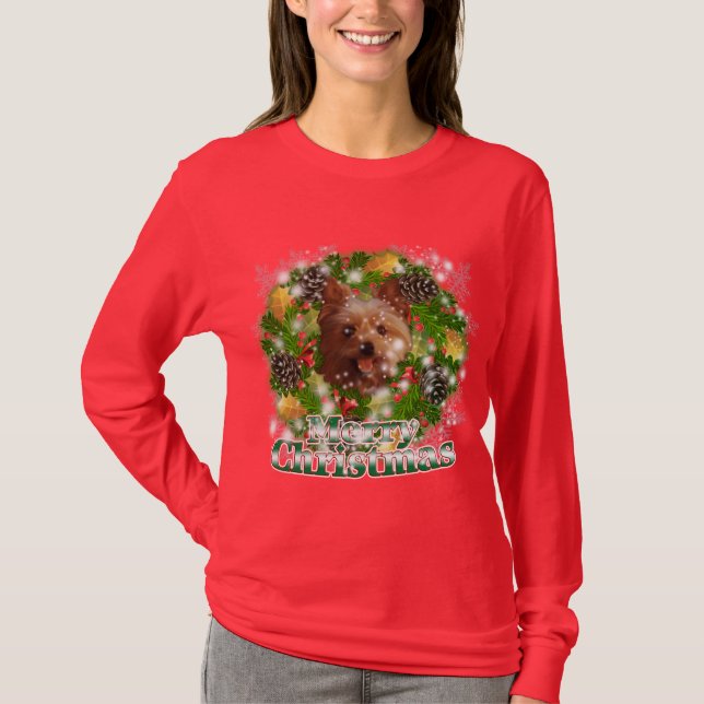 Merry Christmas Yorkie T-Shirt (Front)