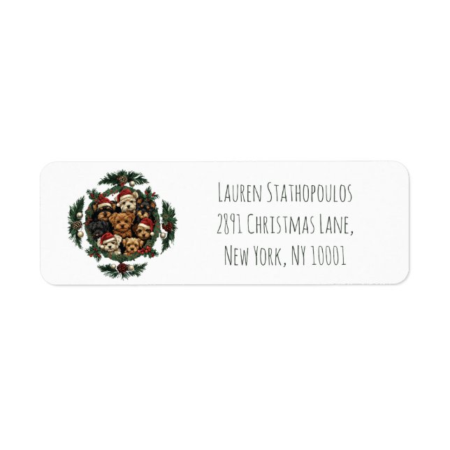 Merry Christmas Yorkshire Terrier Dogs Label (Front)