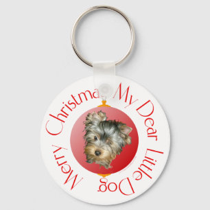 Merry Christmas Yorkshire Terrier Keychain