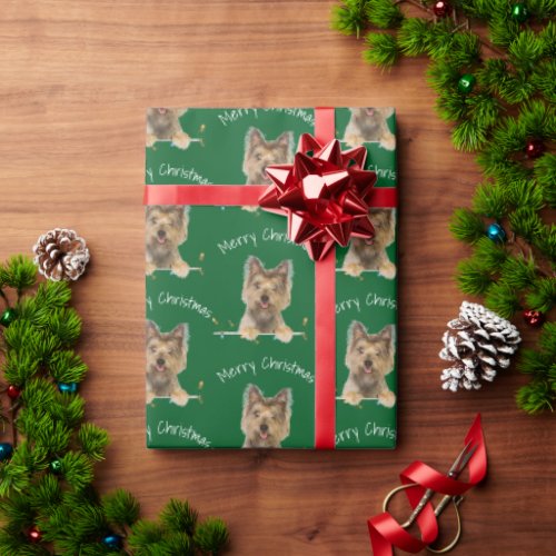 Merry Christmas Yorkshire Terrier On Tinsel Wrapping Paper