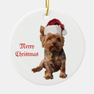 Merry Christmas Yorkshire Terrier Ornament