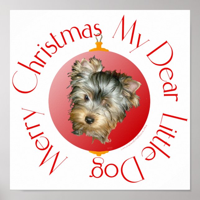 Merry Christmas Yorkshire Terrier Poster (Front)