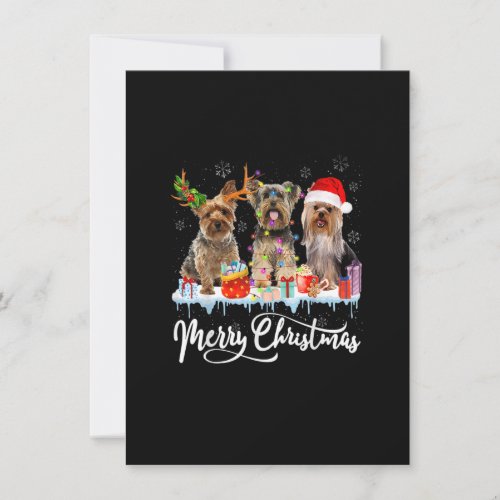 Merry Christmas Yorkshire Terrier Santa Reindeer L Invitation