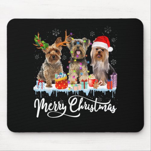 Merry Christmas Yorkshire Terrier Santa Reindeer L Mouse Pad