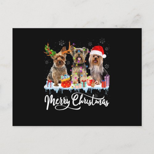 Merry Christmas Yorkshire Terrier Santa Reindeer L Postcard