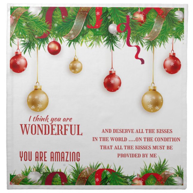 Merry Christmas You are wonderful  Cloth Napkin (Front)