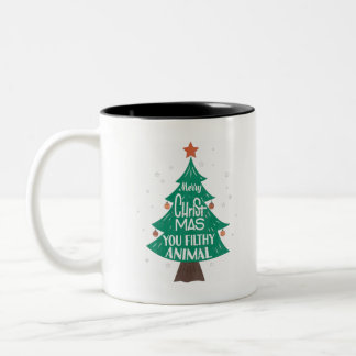 Merry Christmas You Filthy Animal Funny Xmas Two-Tone Coffee Mug