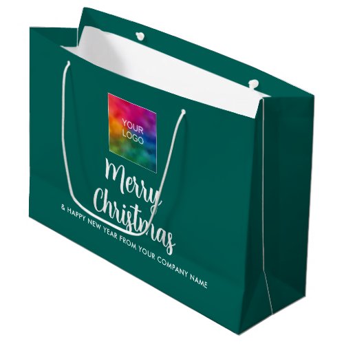 Merry Christmas Your Business Company Logo Here Large Gift Bag