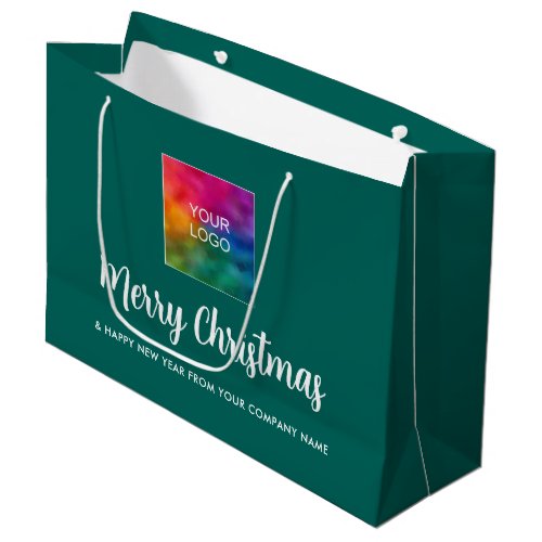Merry Christmas Your Business Logo Here Custom Large Gift Bag