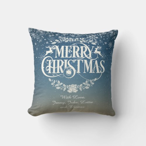 Merry Christmas Your Family Definition Snowflakes Throw Pillow