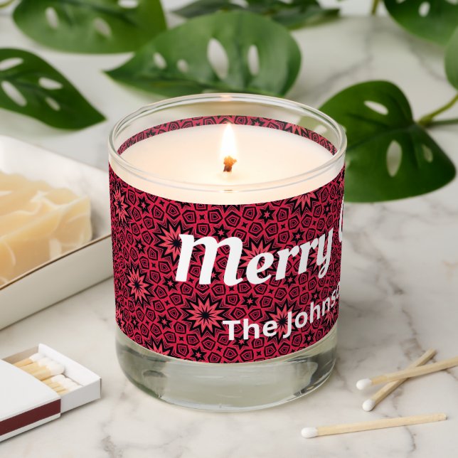 Merry Christmas Your Family Name and Year Scented Candle (Lit)