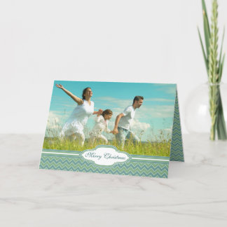 Merry Christmas Zig Zag Pattern Your Photo Holiday Card