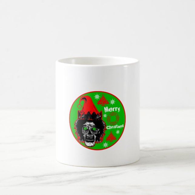 Merry Christmas Zombie Green Eyes style 3 Coffee Mug (Center)