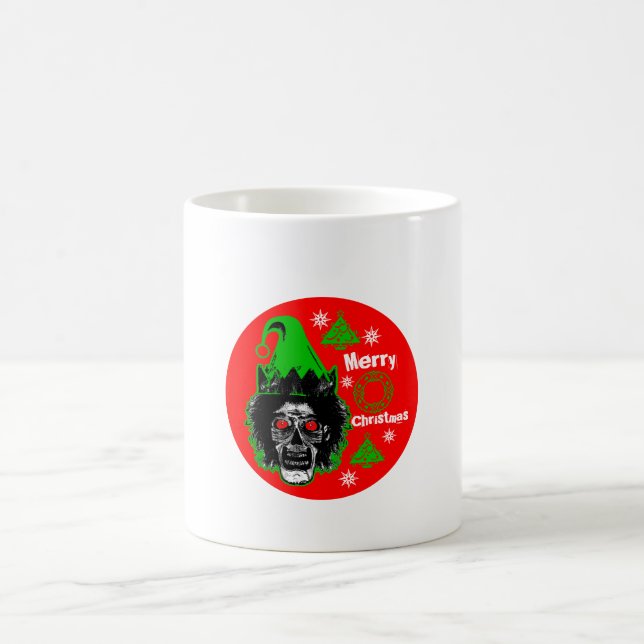 Merry Christmas Zombie Red Eyes Coffee Mug (Center)