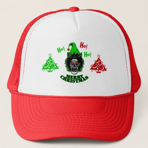Merry Christmas Zombie _Red Eyes Ho Ho Ho Trucker Hat