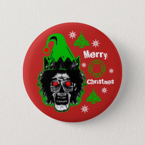 Merry Christmas Zombie Red Eyes Style 2 Button