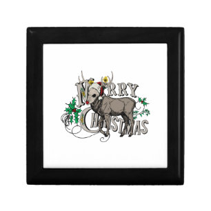 Merry Christmas Zombie Reindeer Skull Gift Box
