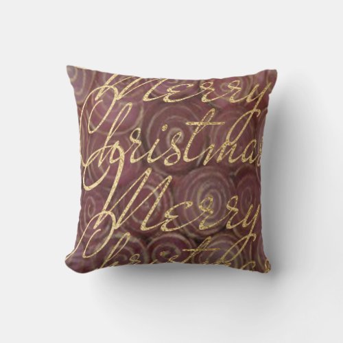 Merry ChristmasCrimson and Gold Throw Pillow