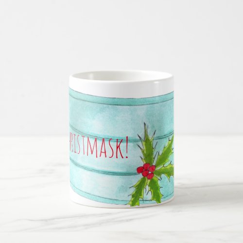 Merry Christmask Blue Face Mask Coffee Mug