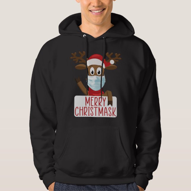 Merry Christmask Reindeer Face Mask Funny Christma Hoodie (Front)