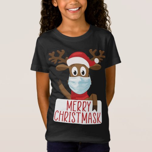Merry Christmask Reindeer Face Mask Funny Christma T_Shirt