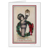 Merry ChristmasKid Knocking with a Wreath (Front)