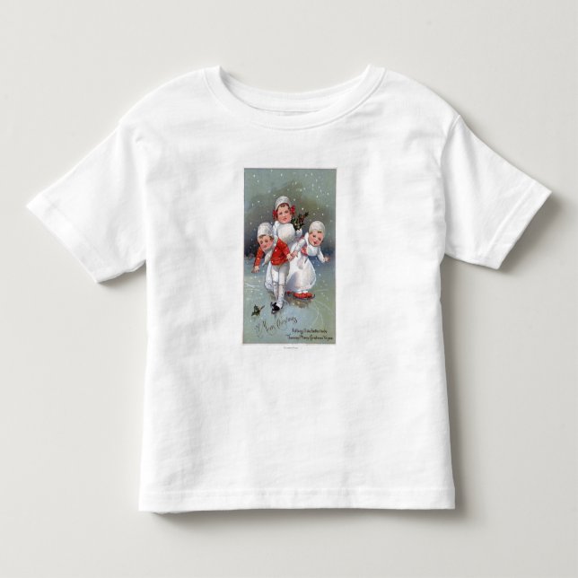 Merry ChristmasLittle Kids Ice Skating Toddler T-shirt (Front)