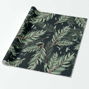Merry Christmass pine corn Leaves tree Botanical Wrapping Paper