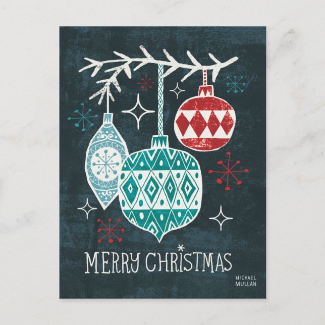 Merry Christmastime Ornaments Holiday Postcard (Front)