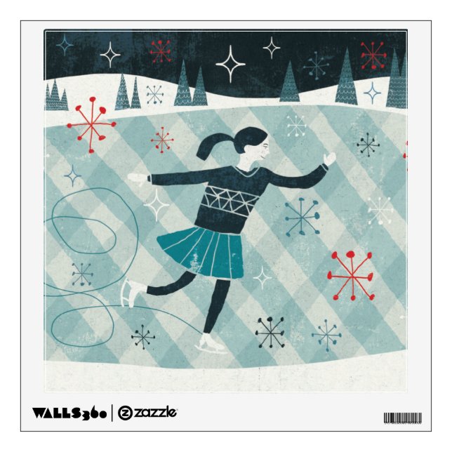 Merry Christmastime Skater Wall Decal (Front)