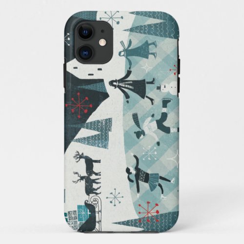 Merry Christmastime Skating Scene iPhone 11 Case