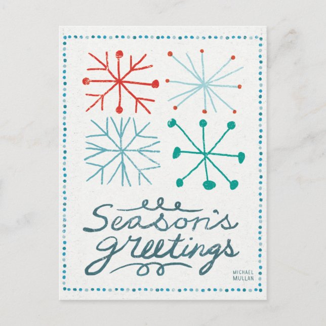 Merry Christmastime Snowflakes Holiday Postcard (Front)