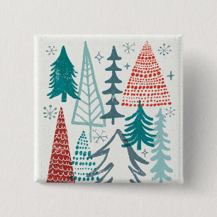 Merry Christmastime Trees Button