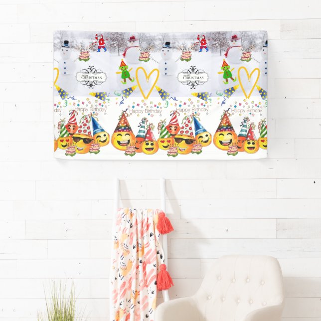 Merry ChristmasVinyl Banner, Happy Birthday Banner (Insitu)