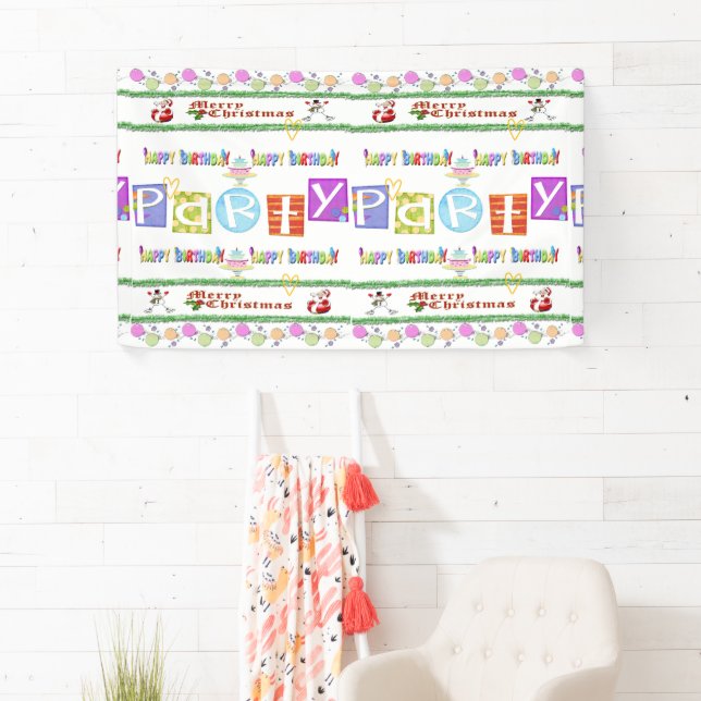 Merry ChristmasVinyl Banner, Happy Birthday Banner (Insitu)