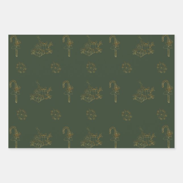 Merry ChristmasWrapping Paper Flat Sheet Set of 3 (Front)