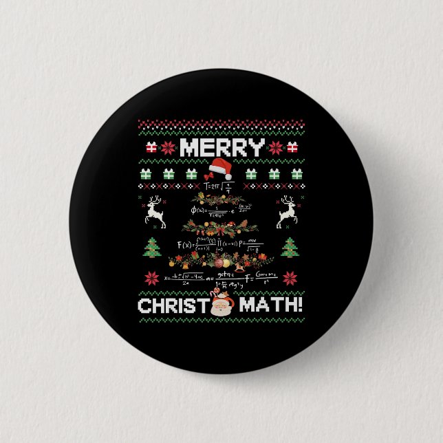 Merry Christmath Funny Christmas Math Tree Student Button (Front)