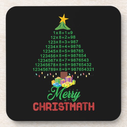 Merry Christmath Funny Math Christmas Tree Xmas Gi Beverage Coaster