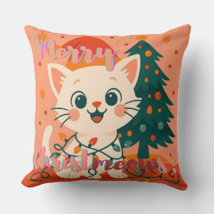Merry Christmeows! Cat Throw Pillow